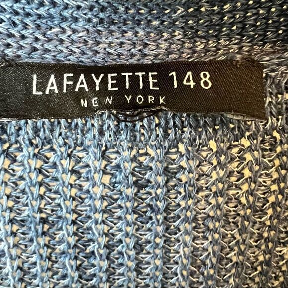 Lafayette 148 New York Vest Blue Marled Long Line Hemp Cardigan - Picture 4 of 13
